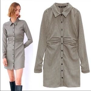 Zara Button down Houndstooth dress